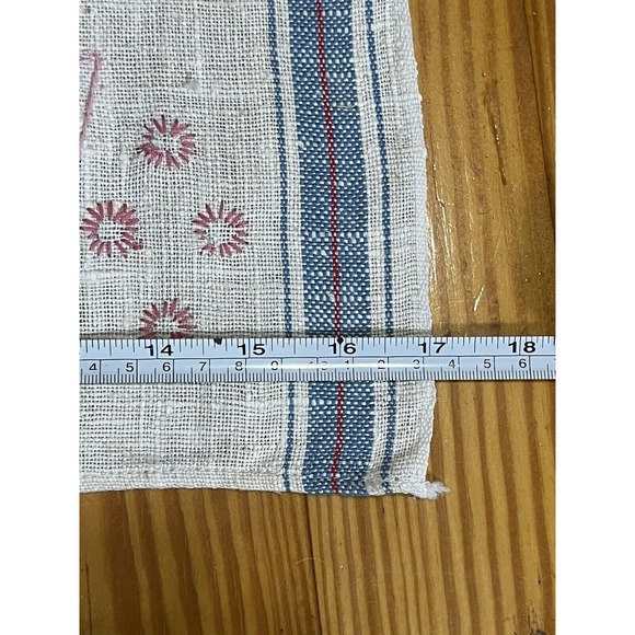 Vtg 50s Embroidered Kitchen Tea Towel Pink Blue Glasses Table Runner Cottagecore - Picture 10 of 11